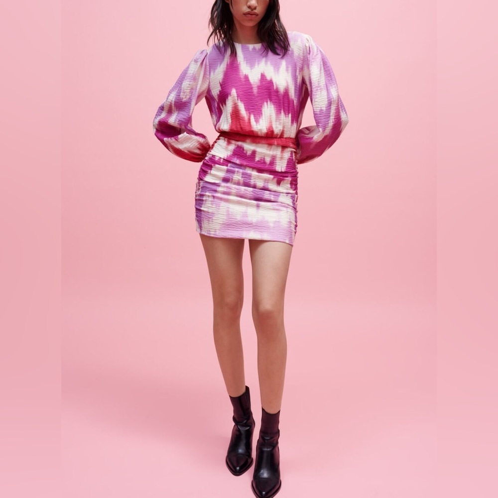 Maje Pink Purple Tie-Dye Backless Mini Dress